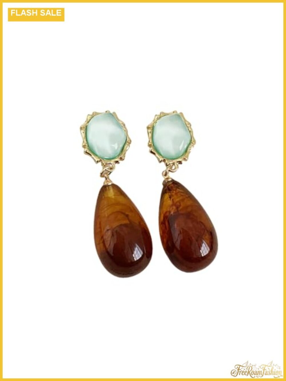 Vintage Amber Teardrop Dangle Earrings Hypoallergenic Resin Waterdrop Statement